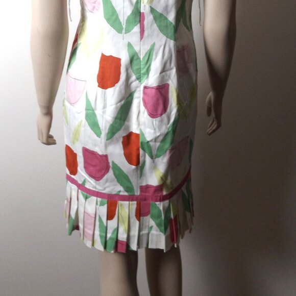 Maggy London Petites Tulip Print Sundress – Size 6 – Retro Floral with Pleated H - Picture 3 of 3